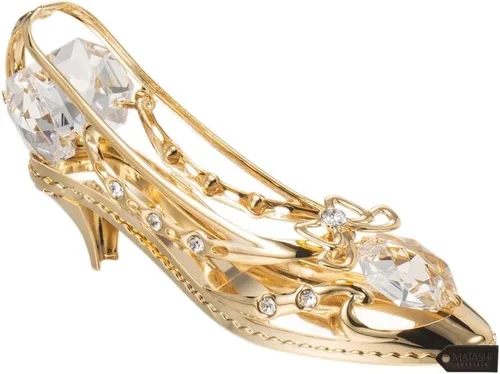 Vista 4 de Matashi Adorno de zapato de dama con tachuelas de cristal chapado en oro de 24