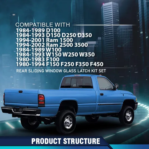 Vista 2 de PIT66 Kit de pestillo de cristal para ventana corrediza trasera compatible con Dodge D100 W100 D150 D250 W150 W250 1984-1993, compatible con Dodge