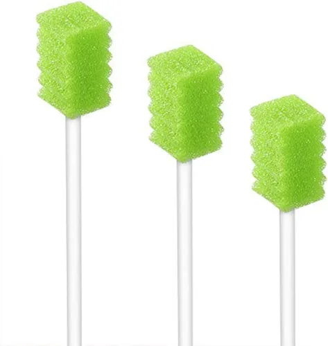 Vista 5 de Esponja desechable de 100 hisopos bucales, sin sabor y estériles, cian Palitos de hisopo dental para limpieza bucal