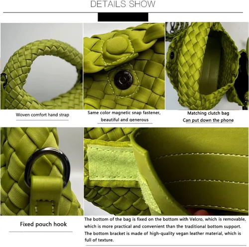 Vista 5 de Bolso tejido para mujer, bolso cruzado de moda, bolso de hombro con asa superior, bolso casual de mano y bolsos de viaje, bolso Hobo