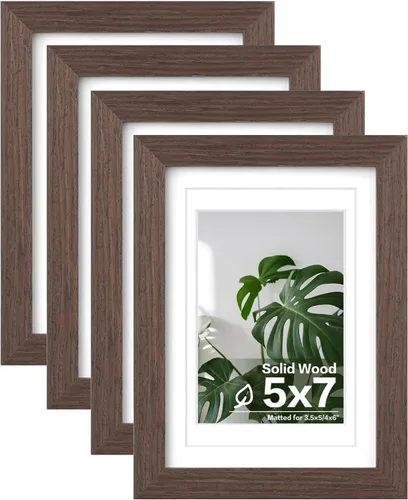Vista 76 de Egofine - Juego de 4 portarretratos A4 de madera maciza y cubierta de plexiglás de 4 x 6/6 x 8 pulgadas con paspartú o A4 sin paspartú, para mesa