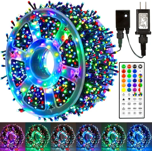 Vista 20 de weillsnow Luces de Halloween Moradas y Naranjas, 200 LED 66 Pies con Enchufe Luces de Cadena de Halloween Impermeables, 8 Modos con Memoria