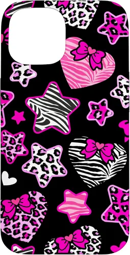 Vista 6 de Funda Bimbo Y2K para iPhone 16 McBling Estética Corazón Estrella Leopardo Zebra Rosa Y2K