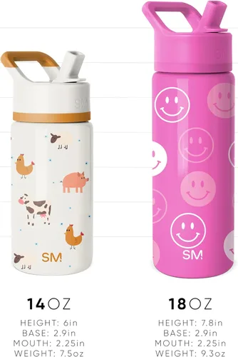 Vista 31 de Simple Modern DC Comics Batman - Botella de agua para niños con tapa con pajilla, vaso aislado de acero inoxidable de 14 onzas para niños, vaso a