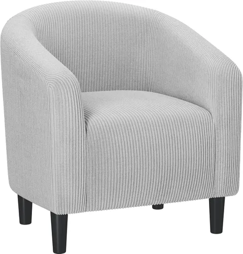 Vista 17 de Yaheetech Silla Accent tipo barril, silla de club de tela de pana, elegante sillón de sherpa peludo con acolchado suave y acogedor, adecuado