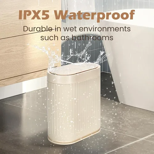 Vista 6 de SYNCVIBE Basurero de baño con tapa, cubo de basura automático con sensor de 2 galones, cubo de basura inteligente de 7.5 litros, sensor