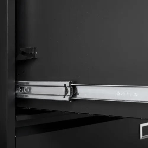 Vista 7 de Archivador lateral de 3 cajones con cerradura para oficina en casa, archivador de metal con barra ajustable para colgar, organización de archivador