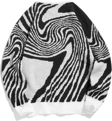 Vista 52 de ZAFUL Y2K - Suéter casual con estampado de llama estética para hombre, suéter de punto holgado, manga larga, cuello redondo