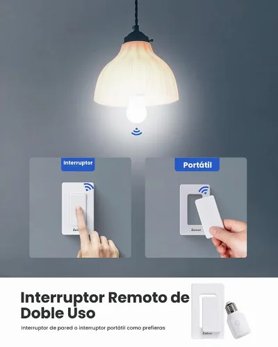 Vista 3 de Zoiinet Enchufe de bombilla de control remoto de 500 W, interruptor de luz inalámbrico para lámpara de cadena de tracción, soporte de base
