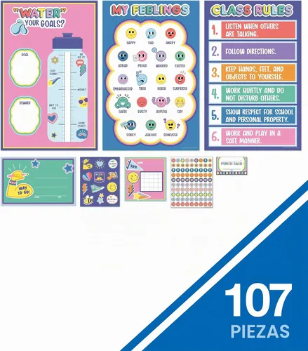 Vista 2 de Carson Dellosa Nos mantenemos unidos 107 piezas de suministros escolares, incentivos, tablas de comportamiento, calcomanías, tarjetas perforadas