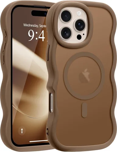 Vista 54 de Pepmune - Funda para iPhone 12 Pro Max con marco ondulado y estructura rígida, color mate claro, cubierta trasera unisex, compatible con Magsafe
