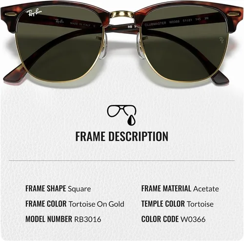 Vista 29 de Ray-Ban RB3016 CLUBMASTER CLASSIC - Gafas de sol de forma cuadrada con kit oficial de gafas
