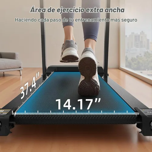 Vista 8 de Caminadora plegable con asas, cinta de correr eléctrica ultrasilenciosa de 2.5 HP para el hogar, capacidad de 300 libras, 12 programas, absorción