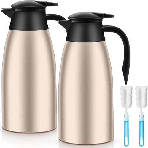 Vista 10 de Uiifan 2 Piezas Jarras Térmicas de 68oz con Aislamiento de Acero Inoxidable de Doble Pared Frasco al Vacío con Cepillos para Mantener Café y Té por