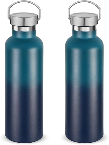 Vista 13 de Volhoply 24 onzas Botella de agua aislada con boca estándar con tapa de combinación de plástico y acero inoxidable, botellas de agua de 304 18/8