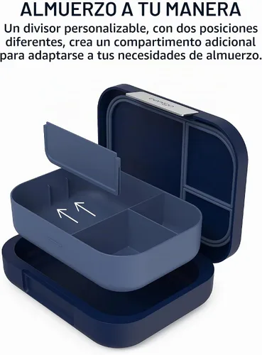Vista 5 de Bentgo Juego de fiambreras modernas estilo Bento, con taza reutilizable para aperitivos (azul marino)