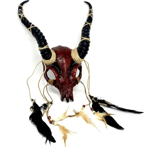 Vista 6 de Carnero - Máscaras de demonio y cuernos de diablo de cabra, máscara de miedo para disfraz de Halloween, terror