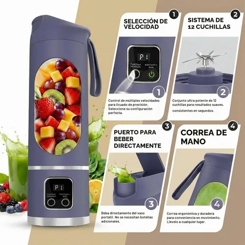 Vista 3 de Licuadora personal, exprimidor personal conveniente (púrpura)