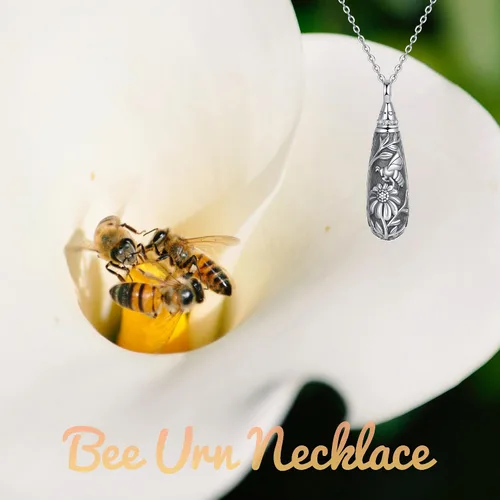 Vista 145 de Collar con colgante de urna de cenizas de cremación y árbol de la vida para mujer, plata de ley US1