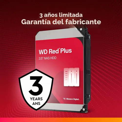 Vista 6 de Western Digital Disco duro interno WD Red Plus NAS de 1 TB - 5400 RPM, SATA 6 Gb/s, CMR, caché de 64 MB, 3.5" - WD10EFRX