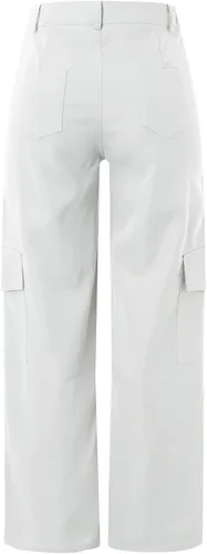 Vista 7 de Women's Wide Leg Cargo Pants Button High Waist Wide Leg Cargo Trousers Solid Baggy Cargo Casual Pants with Pockets