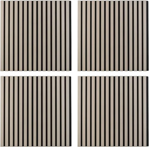 Vista 24 de IZODEKOR Paneles de pared acústicos de madera de 23.5 x 23.5 pulgadas (paquete de 2) – Paneles decorativos absorbentes de sonido para decoración
