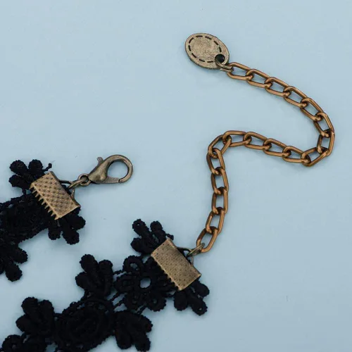 Vista 7 de Elegante collar de encaje negro vintage con flores a juego ligero para mujeres y niñas, gargantilla de piedra bohemia para adolescentes, niñas