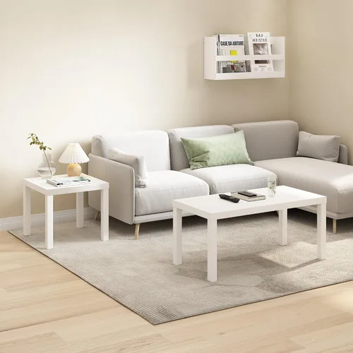Vista 2 de Furinno Classic Square Parsons Mesa Auxiliar Lateral, Paquete de 1, Blanco