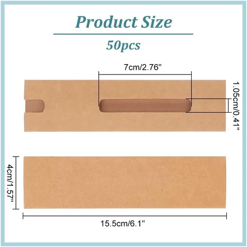 Vista 2 de NBEADS Burlywood - 50 cajas de regalo para bolígrafos Kraft, caja de embalaje con ventana para lápices, bolígrafo estilográfico, regalo de Navidad