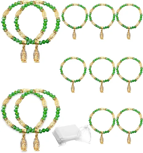 Vista 6 de YRP Pulsera de Rosario de Guadalupe de cristal de 12 piezas de plata - Bautizo favor/Bautizo/Recuerdos de Bautizo/Quinceañera/Baby Shower