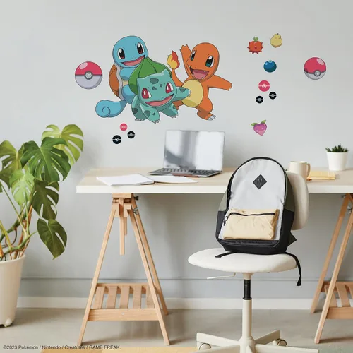 Vista 2 de RoomMates RMK5361GM Calcomanías de pared gigantes pegar y pelar Pokémon Squirtle, Charmander y Bulbasaur