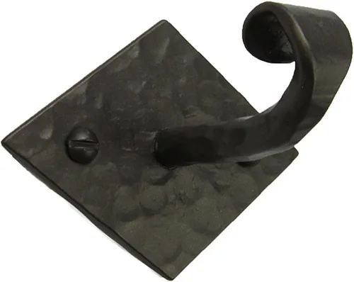 Vista 2 de Gancho de hierro forjado con respaldo de diamante horizontal rústico BHH7 (negro)