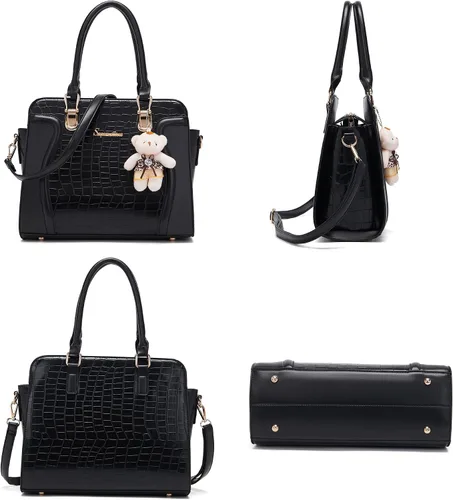 Vista 43 de Bolsos de mano de moda para mujer, bolsa de hombro, asa superior, bolsa de mano, juego de 4 piezas
