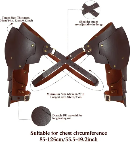 Vista 2 de Panitay Halloween Hombres Hombro Armaduras Hebillas Cuerpo Ajustable Cuerpo Pecho Arnés PU Armadura Hombro Armadura Steampunk Armadura