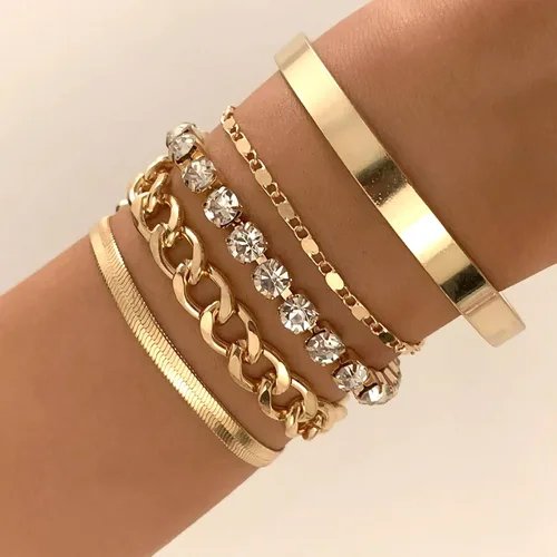 Vista 10 de Long tiantian Pulsera de oro gruesa para mujer, pulseras de oro delicadas, pulseras para mujer, pulseras apilables de eslabones de cadena