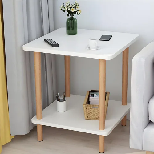 Vista 18 de Mesa auxiliar contemporánea de estilo redondo simple, mesa auxiliar de madera maciza, mesa auxiliar para espacios pequeños, mesitas de noche