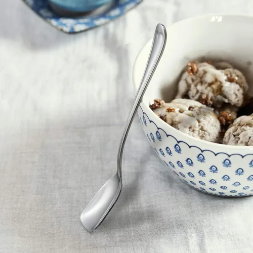 Vista 6 de Cucharas de postre, cucharas de acero inoxidable 18/10, juego de 4, cucharas de helado de cabeza cuadrada para té, postre, azúcar