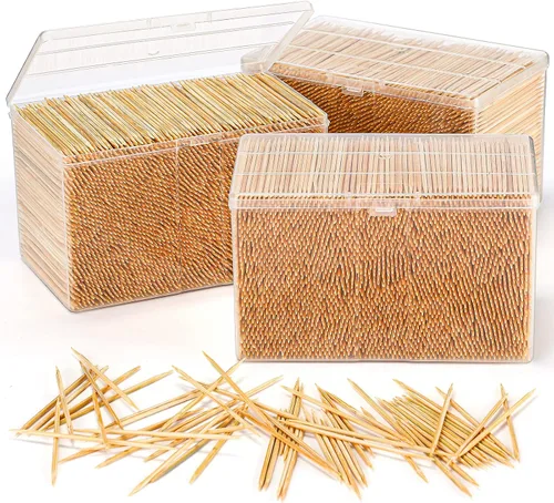 Vista 8 de Jerify 3000 piezas de palillos de dientes de madera de bambú de doble cara