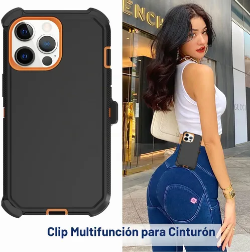 Vista 6 de Funda para iPhone 13 Pro Max con Clip para Cinturón, 2 x Protector de Pantalla, Protección contra Caídas de Grado Militar, Servicio Pesado, Cuerpo