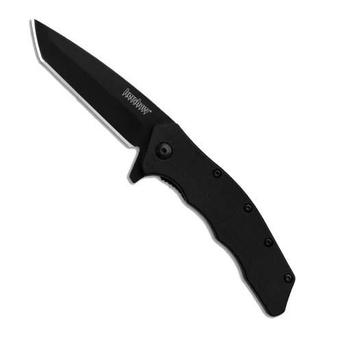 Vista 4 de Cuchillo Kershaw Thicket Tanto con apertura asistida, negro GFN (negro liso) 1328