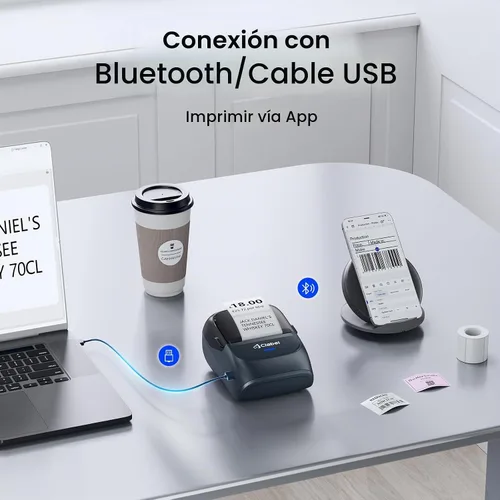 Vista 4 de CLABEL Máquina etiquetadora con cinta, impresora de etiquetas (azul) 221B
