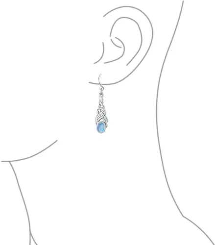 Vista 2 de Pendientes colgantes de topacio azul púrpura amatista piedra lunar oval amor irlandés nudo celta para mujeres adolescentes .925 plata esterlina