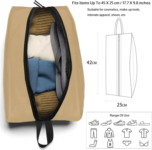 Vista 8 de Shoe Bag Water-Resistant, Travel Friendly Golf Shoe Bag with Zipper for Sports Ideal for Gym,Spikes,Golf,Tennis (Beige, 1-Pack)