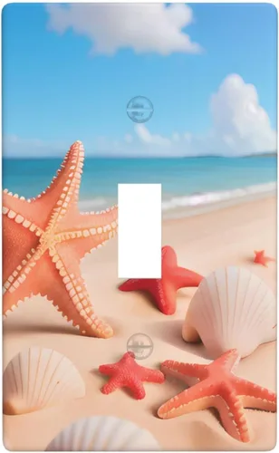 Vista 10 de Starfish 1 palanca 1 interruptor de luz basculante cubierta de placa de pared decoración para el hogar dormitorio cocina decorativa 4.5 x 4.5