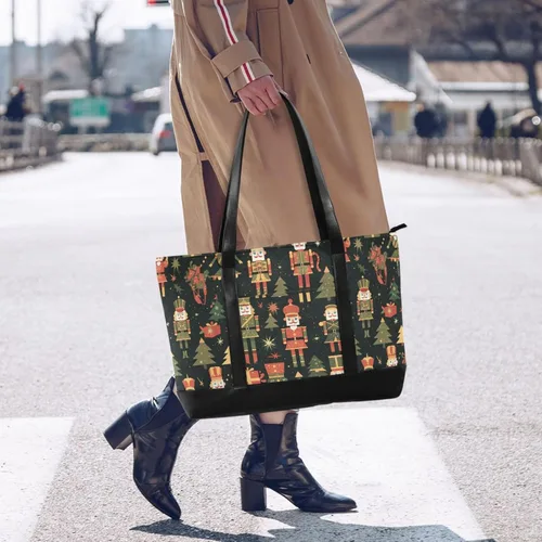 Vista 6 de Feliz Navidad Negro Cascanueces Soldados bolso moderno para portátil con cremallera 14 pulgadas bolso de mano para profesor con gimnasio maletin