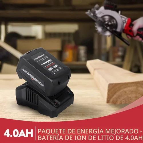 Vista 7 de Sierra mini circular inalámbrica PowerSmart de 20 V y 4-1/2 pulgadas con batería de 4.0 Ah y cargador rápido, 4 cuchillas ideales para cortes