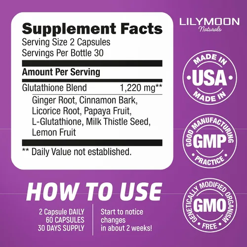 Vista 8 de LILYMOON Píldoras Blanqueadoras de Glutatión Píldoras para Blanquear la Piel - Fórmula para Blanquear la Piel - Píldoras de Glutatión para Blanquear