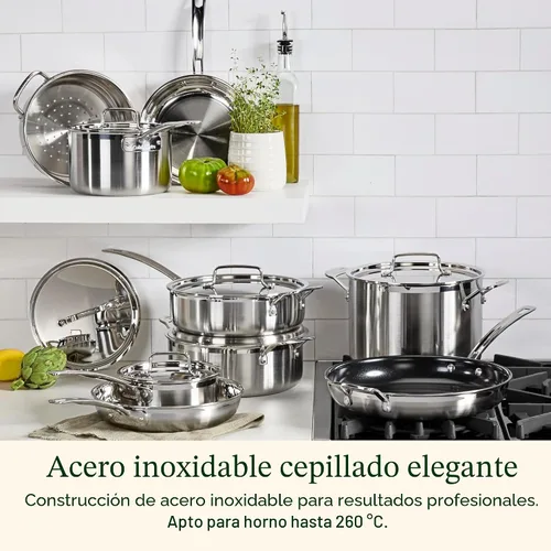 Vista 10 de Cuisinart Juego de utensilios de cocina de 15 piezas, multiclad Pro triple capa, plateado, MCP-15N