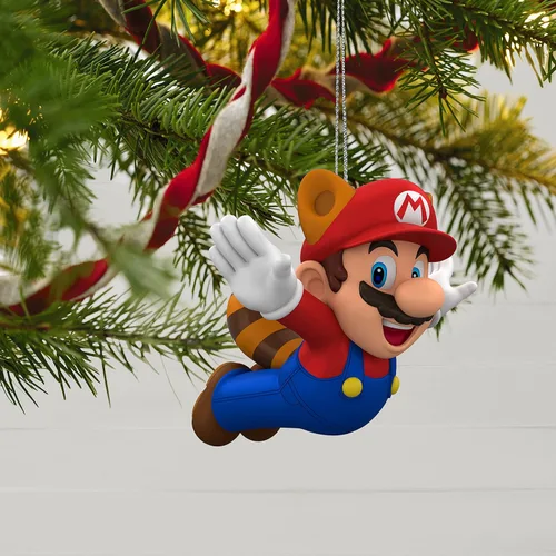 Vista 6 de Hallmark Keepsake Adorno navideño 2022, Nintendo Super Mario alimentado con Mario Raccoon