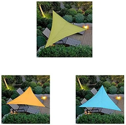 Vista 6 de Toldo triangular de 13 x 13 x 13 pies con cuerda, impermeable, bloqueo UV, para patio, instalaciones y actividades al aire libre